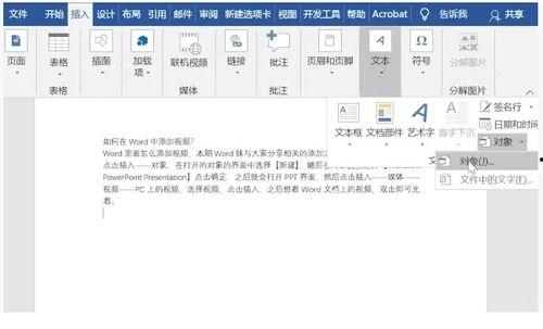 word怎么插入视频